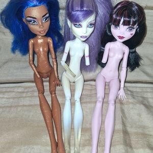 Fashion Doll Trio with Blue, Purple, and Pink Hair